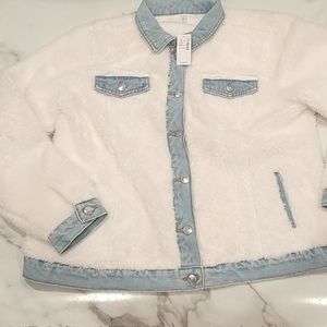 NWT - Denim Trim Sherpa Jacket - Sz XXL